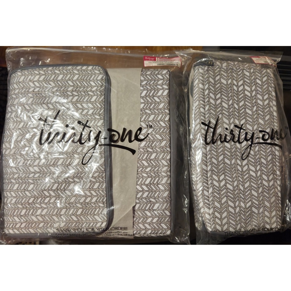 Thirty-One Large/Small Thermal Insert Set Chevron Charm Retired New